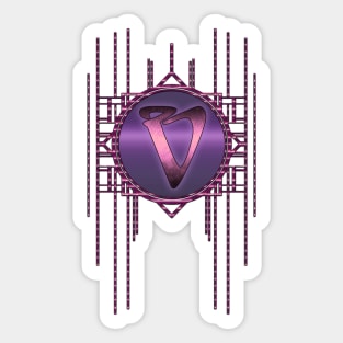 Vintage letter V Purple Glamour Artdeco Monogram Sticker